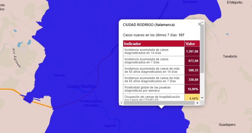 Ciudad Rodrigo supera el centenar de positivos en 7 días por primera vez desde febrero